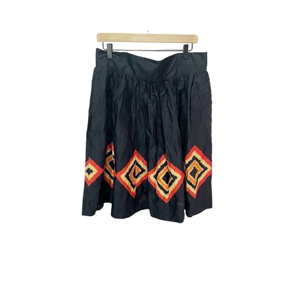 Nine West Colorful Black Fit & Flare Casual Pockets Skirt 12 Back Zip